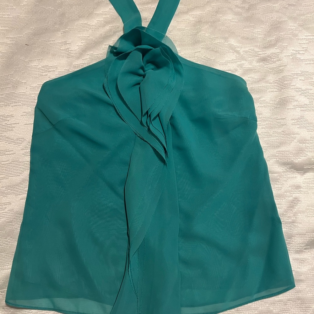 Free teal halter top with darts. Size Small